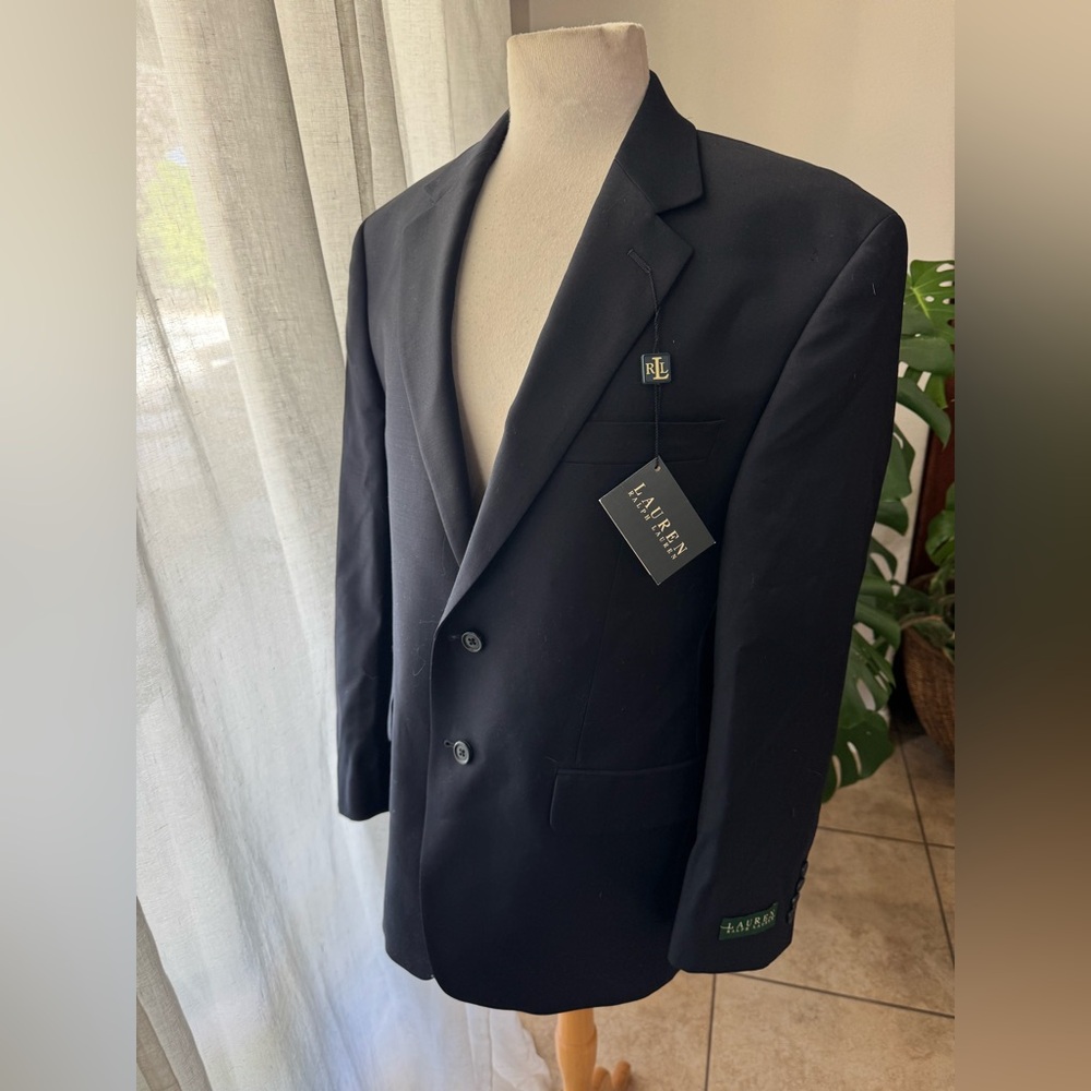 Lauren Ralph Lauren Navy Wool Blazer Men’s 40S 34W Classic Fit‎ Suit Jacket NWT